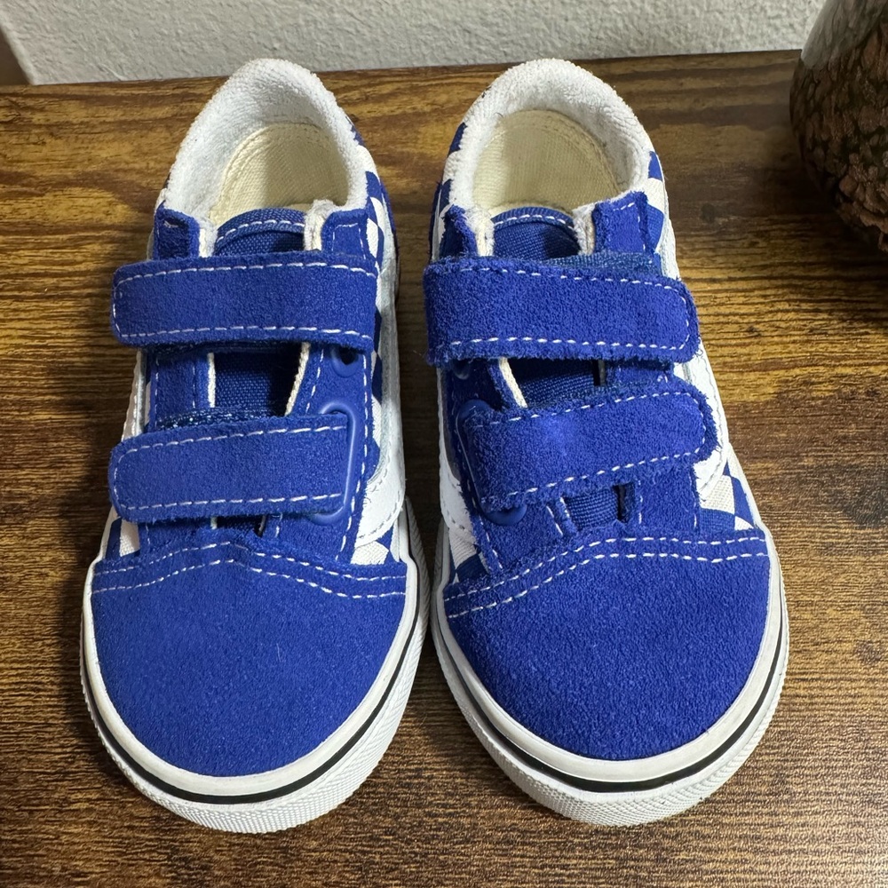 Toddler Vans Blue and White Sneakers Slip-On Design